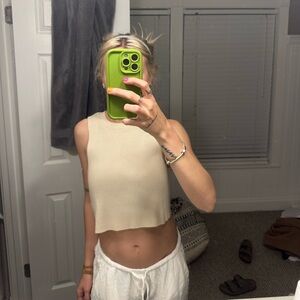 Aerie Gray Asymmetrical Crop Tank Top